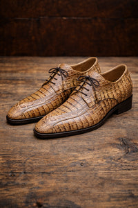 Marco Di Milano Mens Rustic Tan Caiman Gator Derby Apricena