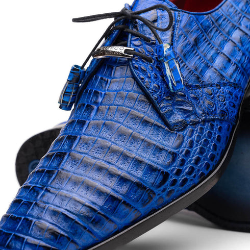 J Toe Cowboy Boots - J Toe Western Boots - Marco Milano Exotic Caiman Shoes Electric Blue Gator Derby Lacio