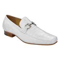 Belvedere Bartolo White Genuine Ostrich Leather Shoe