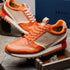 Zelli Matteo Calfskin and Perforated Suede Sneaker in Burnt Orange