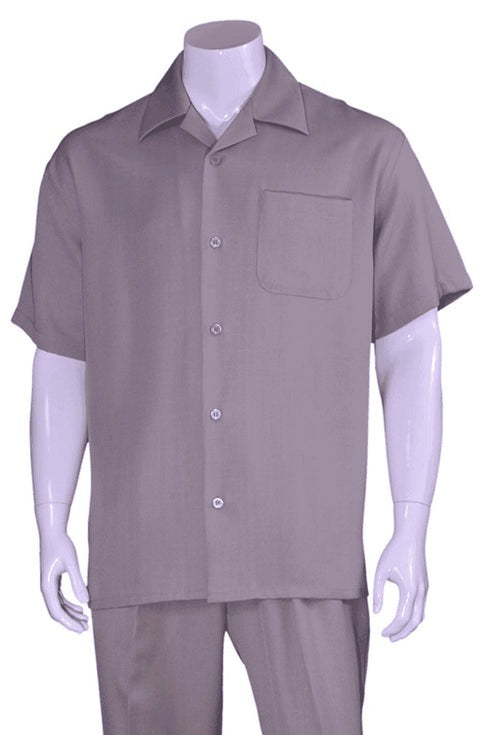 Men 2 piece Sets Mens Short Sleeve 100% Linen Casual Leisure Set Walking Suit Grey Overshirts