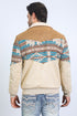 Men’s Western Inspired Aztec Quilted Twill Jacket – Beige with Suede Accents