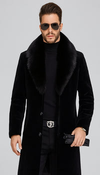 Men Long Faux Fur Coat Black