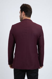 Burgundy Western Cowboy Blazer - Mens Modern Fit Stretch Date Night Burgundy Blazer