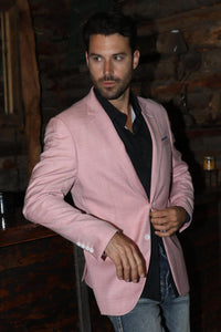 Men’s Pink Sport Coat – Modern Fit Stretch Blazer for Evening Wear