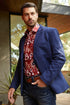 Men’s Elegant Navy Faux Suede Double-Breasted Blazer