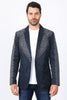 Men’s Navy Fashion Blazer with Embroidery – Smart Casual Dress Jacket