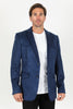 Men’s Navy Faux Suede Blazer – Double Button Smart Casual Jacket