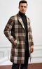 Men Plaid Lapel Neck Slant Pockets Overcoat