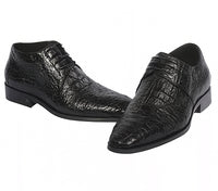Men’s Black Genuine Full Crocodile Leather Lace-Up Dress Shoes