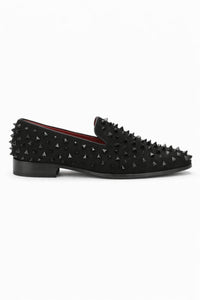 Men’s Black Studded Loafers – Sparko 09 Luxury Slip-On Dress Shoes with Spikes for Party, Prom, and Formal Events