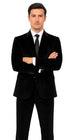 Men’s Black Velvet Peak Lapel Suit – 2-Piece Skinny Fit Luxury Formalwear by Tazzio