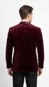 Men’s Burgundy with Burgundy Lapel Velvet Dinner Jacket – Shawl Lapel Tuxedo Blazer for Weddings & Formal Events