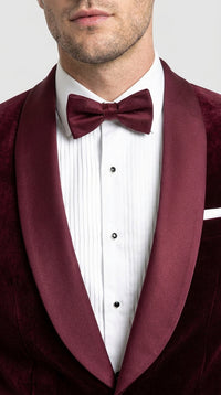 Men’s Burgundy with Burgundy Lapel Velvet Dinner Jacket – Shawl Lapel Tuxedo Blazer for Weddings & Formal Events