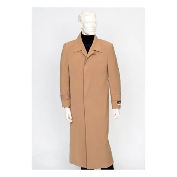 Mens Carmel 4 Buttons Full Length All Weather Coat