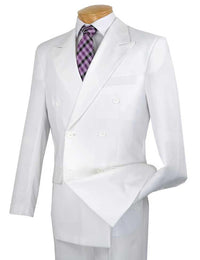 White Double Breasted Regular Fit Suit