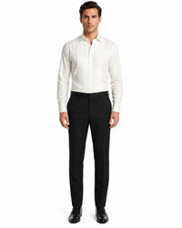 Men’s Ivory Cream Off White  Pleated Tuxedo Dress Shirt | French Cuff Formal Wedding Shirt