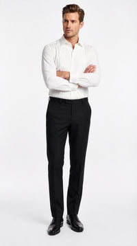 Men’s Ivory Cream Off White  Pleated Tuxedo Dress Shirt | French Cuff Formal Wedding Shirt