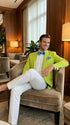 Men’s Lime Green Blazer – Bright Formal Sport Coat for Prom, Wedding and Statement Party Wear in Neon Light Green