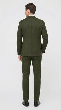 Mens Military Green 3-Piece Suit – Slim Fit Wedding, Business & Formal Suit with Vested Set
