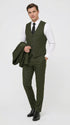 Mens Military Green 3-Piece Suit – Slim Fit Wedding, Business & Formal Suit with Vested Set