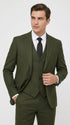 Mens Military Green 3-Piece Suit – Slim Fit Wedding, Business & Formal Suit with Vested Set