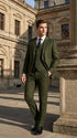 Mens Military Green 3-Piece Suit – Slim Fit Wedding, Business & Formal Suit with Vested Set