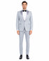 Men’s Silver Dinner Jacket – Satin Peak Lapel Tuxedo Blazer for Weddings, Prom & Formal Events in color silver grey