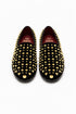 Men’s Studded Velvet Loafers – Designer Party and Prom Dress Shoes with Gold and Silver Spikes