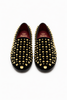 Men’s Studded Velvet Loafers – Designer Party and Prom Dress Shoes with Gold and Silver Spikes