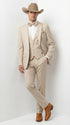 Men’s Tan Cowboy Three Piece Suit – Western Style Wedding and Formal Vested Suit