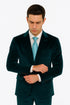 Tazzio Men’s Teal Velvet Suit – Skinny Fit 2-Piece Peak Lapel Formal Set
