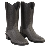 Los Altos Gray Genuine Ostrich Round Toe Boots