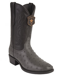 Los Altos Gray Genuine Ostrich Round Toe Boots