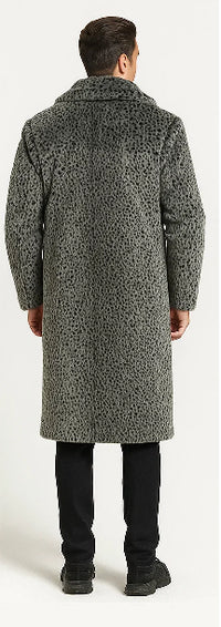 Pimp Coat - Gangster 1920s Look - Leopard Faux Fur Coat With Full Length - Vintage Coat