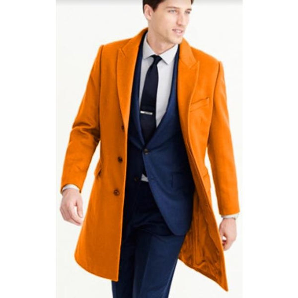 Men's Wool Car Coat - Orange Driver Coat