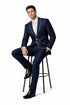 Western Suit - Cowboy Tuxedo With Trim Collar - Slim Fitted Jacket And Pants - Blue and White Tuxedo
