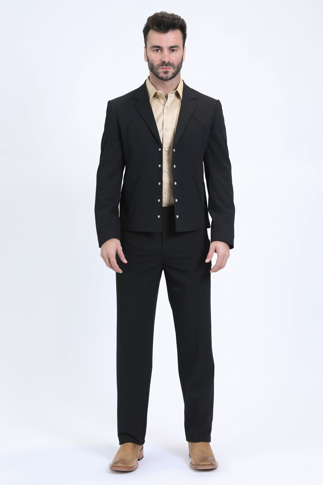 Men's Western Black Formal Suit  Classic Tailored Cowboy Look  OvercoatUSA