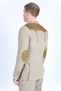 Mens Western Style Suit Coat – Premium Suede Yokes with Elbow Patch Detail