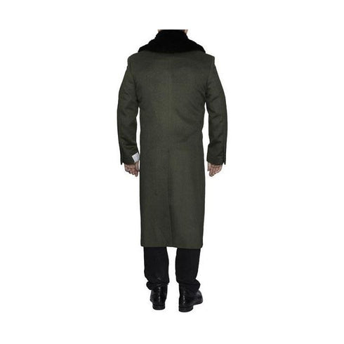 Men's Big And Tall Overcoat Long olive green Winter coat