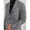 Men's Black and White Houndstooth Lapel Collar Single Breasted Tweed Overcoat