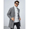 Men's Black and White Houndstooth Pattern Lapel Neck Overcoat