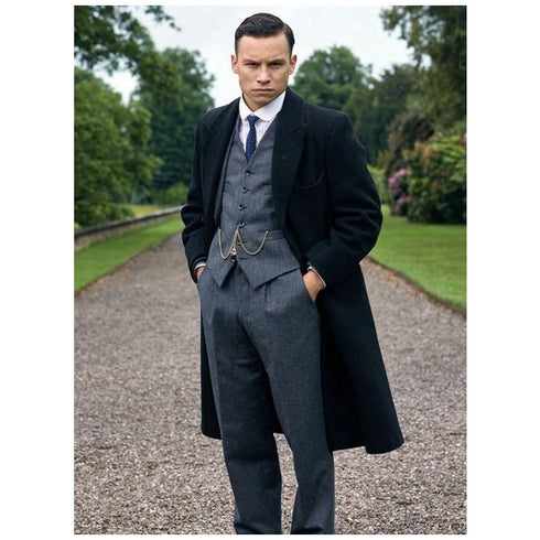 Men's Black Full-length Sleeves Buttoned Closure Peaky Blinders Suit