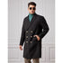 Men's Black Lapel Collar Double Breasted Overcoat