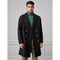 Men's Black Lapel Collar Double Breasted Overcoat