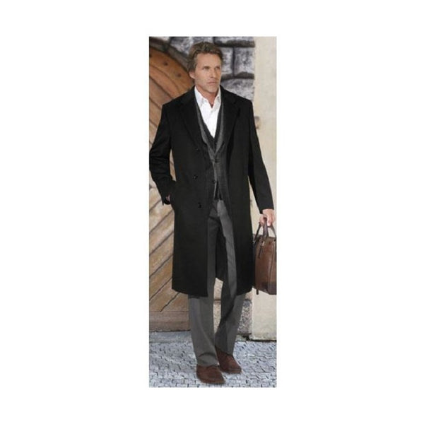 Mens Black Long Jacket Modern Fit Overcoat