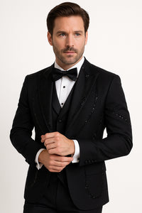 Black Italian Wool 3-Piece Modern Fit Tuxedo