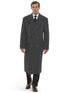 Men’s Dark Grey 44 Inch Double Breasted Wool Blend Overcoat, Long Length Dress Coat