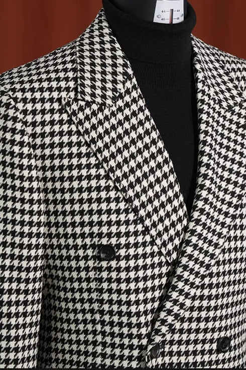 Men’s Houndstooth Wool Blazer | Black & White Modern Fit Sport Coat