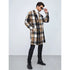 Men's Khaki Plaid Lapel Neck Double Breasted Overcoat